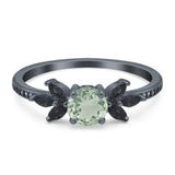 Art Deco Round Natural Stone Floral Ring