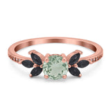 Art Deco Round Natural Stone Floral Ring