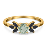 Art Deco Round Natural Stone Floral Ring