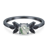 Art Deco Round Natural Stone Floral Ring