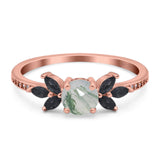 Art Deco Round Natural Stone Floral Ring