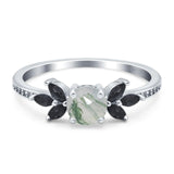 Art Deco Round Natural Stone Floral Ring