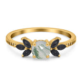 Art Deco Round Natural Stone Floral Ring