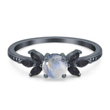 Art Deco Round Natural Stone Floral Ring