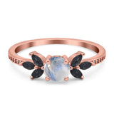 Art Deco Round Natural Stone Floral Ring
