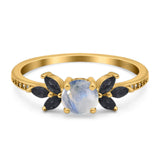 Art Deco Round Natural Stone Floral Ring