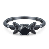 Art Deco Round Natural Stone Floral Ring