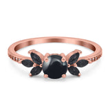 Art Deco Round Natural Stone Floral Ring