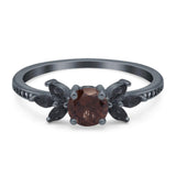 Art Deco Round Natural Stone Floral Ring