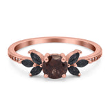 Art Deco Round Natural Stone Floral Ring