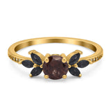 Art Deco Round Natural Stone Floral Ring