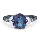 Art Deco Oval Natural Stone Wedding Ring