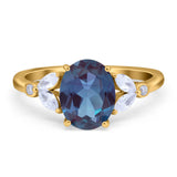 Art Deco Oval Natural Stone Wedding Ring