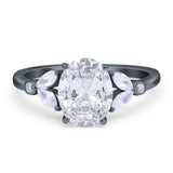 Art Deco Oval Natural Stone Wedding Ring