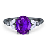 Art Deco Oval Natural Stone Wedding Ring