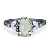 Art Deco Oval Natural Stone Wedding Ring