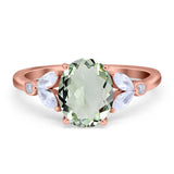 Art Deco Oval Natural Stone Wedding Ring