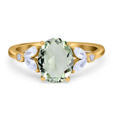 Art Deco Oval Natural Stone Wedding Ring