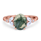 Art Deco Oval Natural Stone Wedding Ring