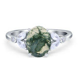 Art Deco Oval Natural Stone Wedding Ring