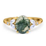 Art Deco Oval Natural Stone Wedding Ring