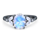 Art Deco Oval Natural Stone Wedding Ring