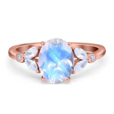 Art Deco Oval Natural Stone Wedding Ring