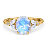Art Deco Oval Natural Stone Wedding Ring