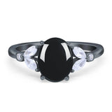 Art Deco Oval Natural Stone Wedding Ring