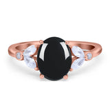 Art Deco Oval Natural Stone Wedding Ring