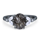 Art Deco Oval Natural Stone Wedding Ring