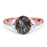 Art Deco Oval Natural Stone Wedding Ring
