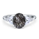 Art Deco Oval Natural Stone Wedding Ring