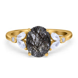 Art Deco Oval Natural Stone Wedding Ring