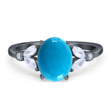 Art Deco Oval Natural Stone Wedding Ring