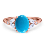 Art Deco Oval Natural Stone Wedding Ring