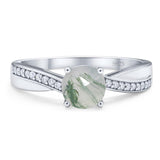 Vintage Style Round Natural Stone Twisted Ring