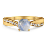 Vintage Style Round Natural Stone Twisted Ring