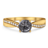 Vintage Style Round Natural Stone Twisted Ring