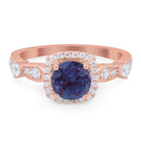 Art Deco Round Natural Stone Halo Ring