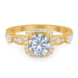 Art Deco Round Natural Stone Halo Ring