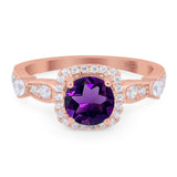 Art Deco Round Natural Stone Halo Ring