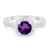 Art Deco Round Natural Stone Halo Ring