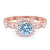 Art Deco Round Natural Stone Halo Ring