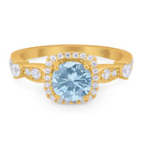 Art Deco Round Natural Stone Halo Ring