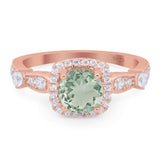 Art Deco Round Natural Stone Halo Ring