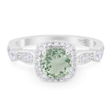 Art Deco Round Natural Stone Halo Ring