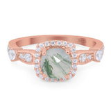 Art Deco Round Natural Stone Halo Ring