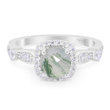 Art Deco Round Natural Stone Halo Ring