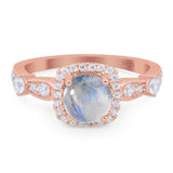 Art Deco Round Natural Stone Halo Ring